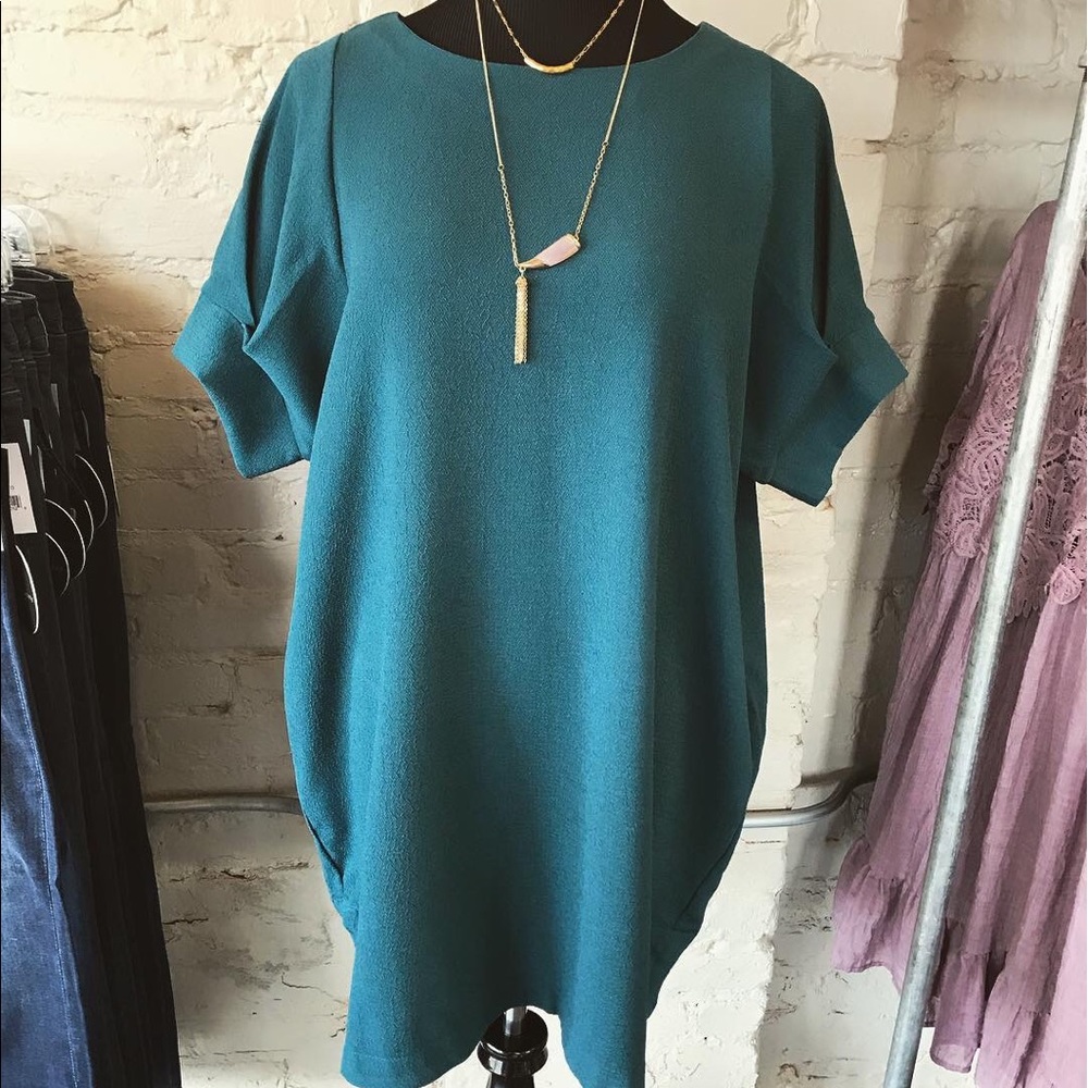 Wishlist Teal Gathered Sleeve Dress